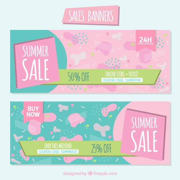 Abstract biedt verkoop banners set