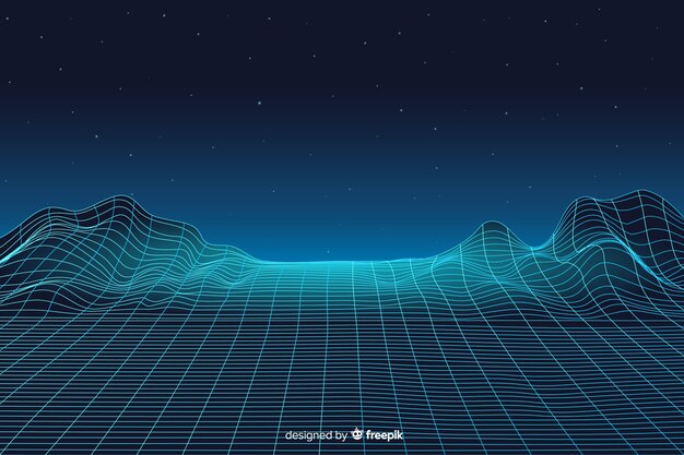 Abstract digitaal landschap met deeltjes achtergrond