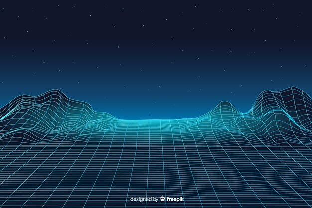 Abstract digitaal landschap met deeltjesachtergrond