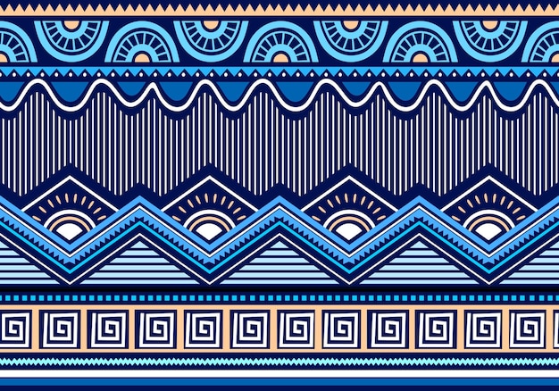 Abstract etnisch stammenpatroon met strepen blauwe kleur
