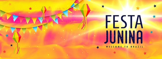 Gratis vector abstract festa junina het ontwerp van de het festivalbanner van brazilië