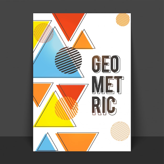 Abstract geometrisch poster, banner of vlieger ontwerp met kleurrijke geometrische vormen.