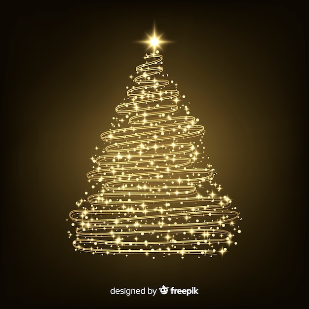 Gratis vector abstract gouden kerstboomconcept