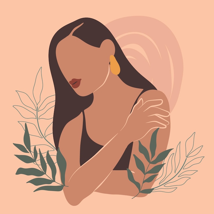 Gratis Vector abstract hand getekend vrouwenportret