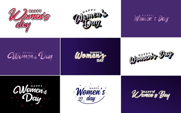 Abstract happy women's day-logo met een vrouwengezicht en liefde vectorlogo-ontwerp in roze en zwarte kleuren