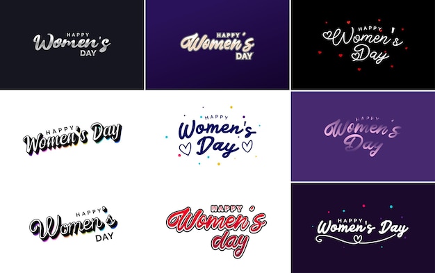 Abstract happy women's day-logo met een vrouwengezicht en liefdesvectorontwerp in roze en paarse kleuren