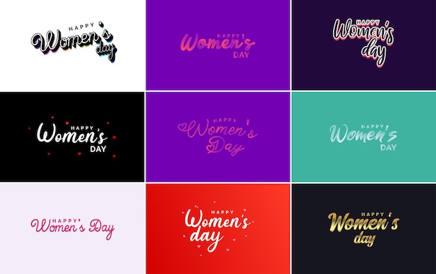 Gratis vector abstract happy women's day-logo met een vrouwengezicht en liefdesvectorontwerp in roze en zwarte kleuren