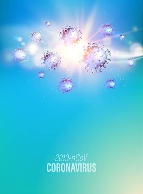 Abstract model van Coronavirus in futuristische stralen.