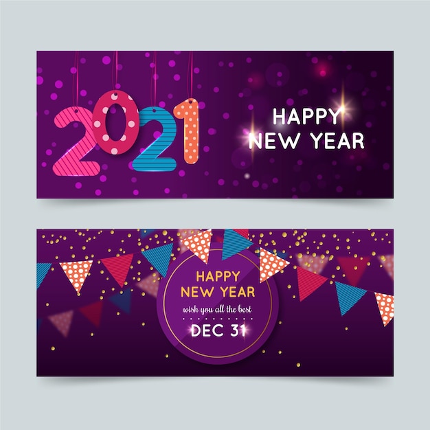 Abstract nieuwjaar 2021 partij banners sjabloon