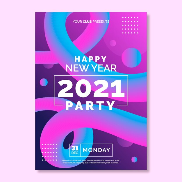 Abstract Nieuwjaar 2021 partij poster sjabloon