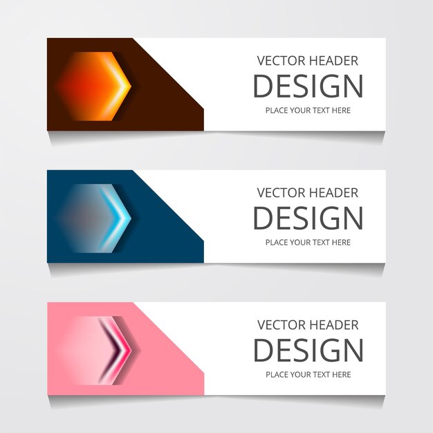 Abstract ontwerp banner websjabloon met drie verschillende kleur lay-out koptekst sjablonen moderne vectorillustratie