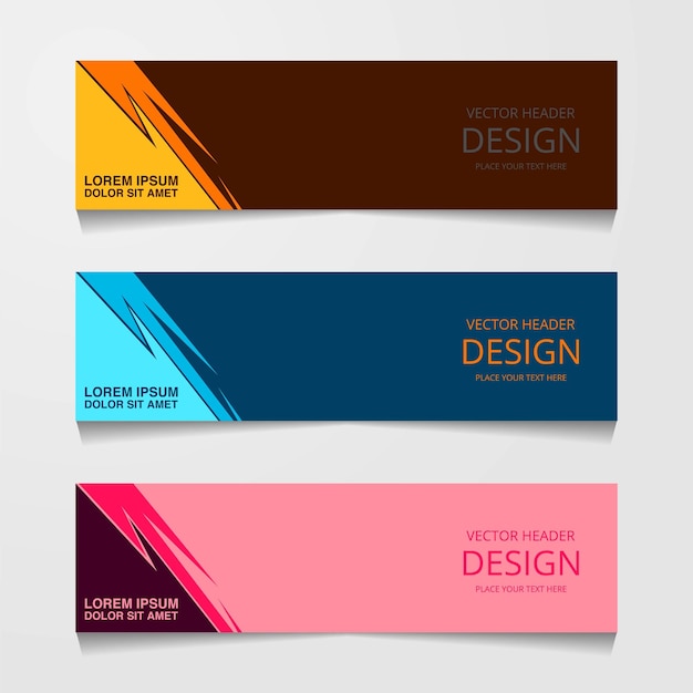 Abstract ontwerp banner websjabloon met drie verschillende kleur lay-out koptekst sjablonen moderne vectorillustratie