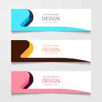 Gratis vector abstract ontwerp banner websjabloon met drie verschillende kleur lay-out koptekst sjablonen moderne vectorillustratie