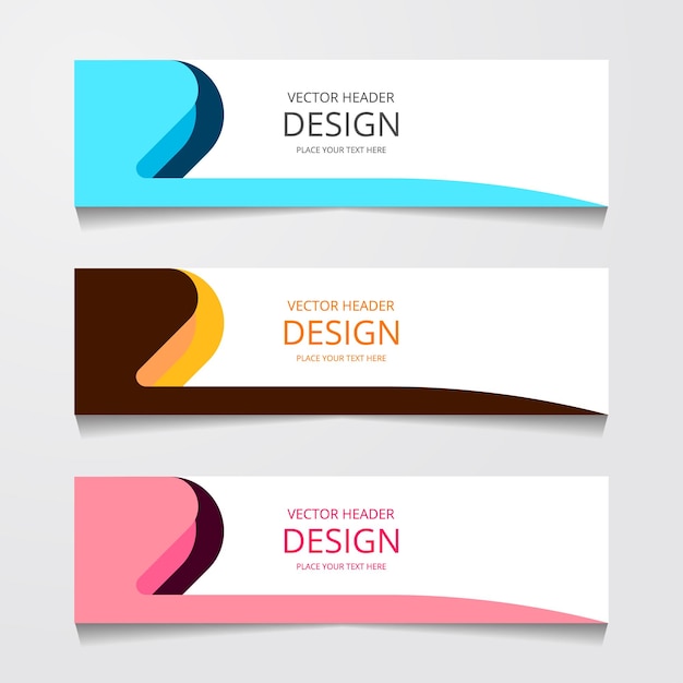 Abstract ontwerp banner websjabloon met drie verschillende kleur lay-out koptekst sjablonen moderne vectorillustratie