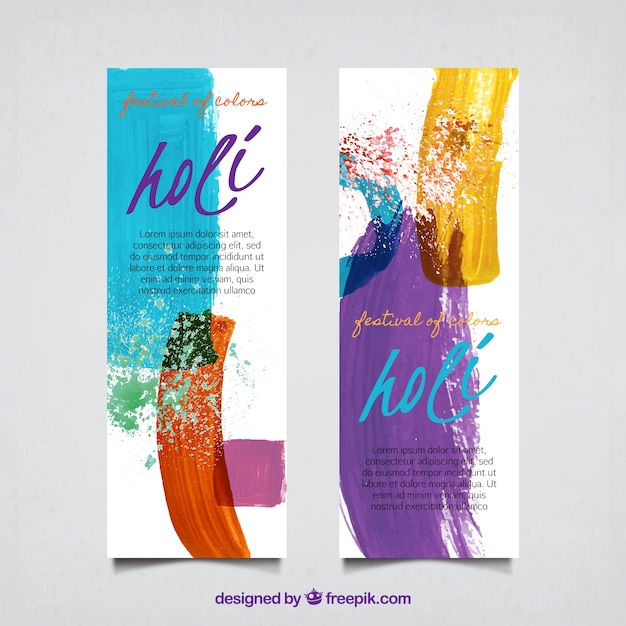 Gratis vector abstract schilderij holi banners