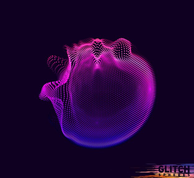 Abstract vector kleurrijke mesh op donkere achtergrond Futuristische stijl kaart Beschadigde punt bol