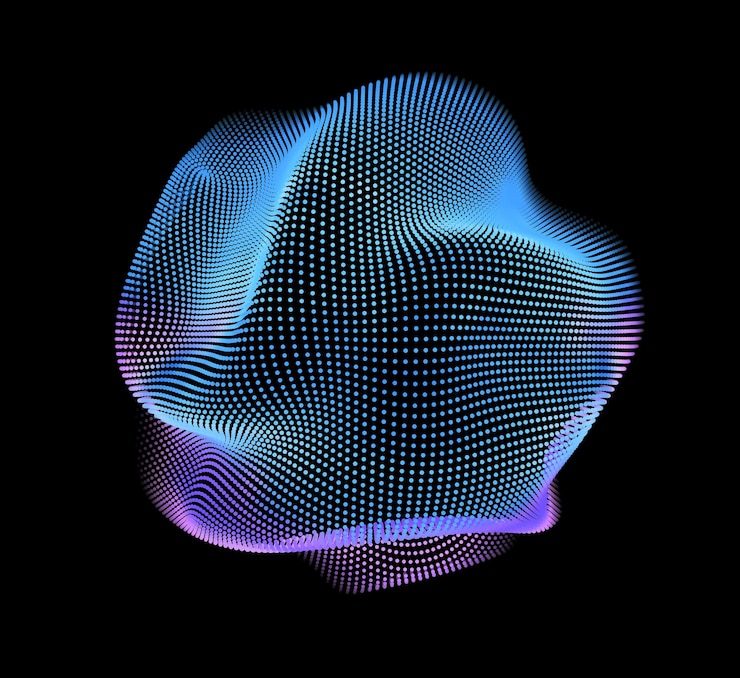 Gratis Vector abstract vector kleurrijke mesh op donkere achtergrond. kaart in futuristische stijl. elegante achtergrond voor zakelijke presentaties. beschadigde punt bol. chaos-esthetiek