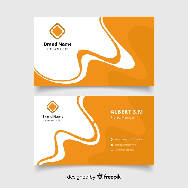 Abstract wit en oranje visitekaartje met logo