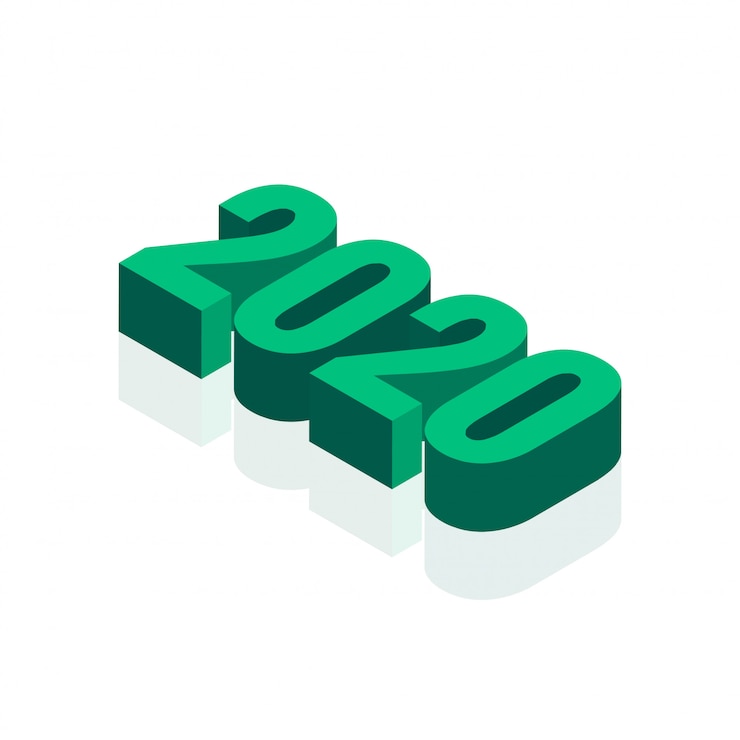 Gratis Vector abstracte 3d 2020 nieuwe jaartekst op wit