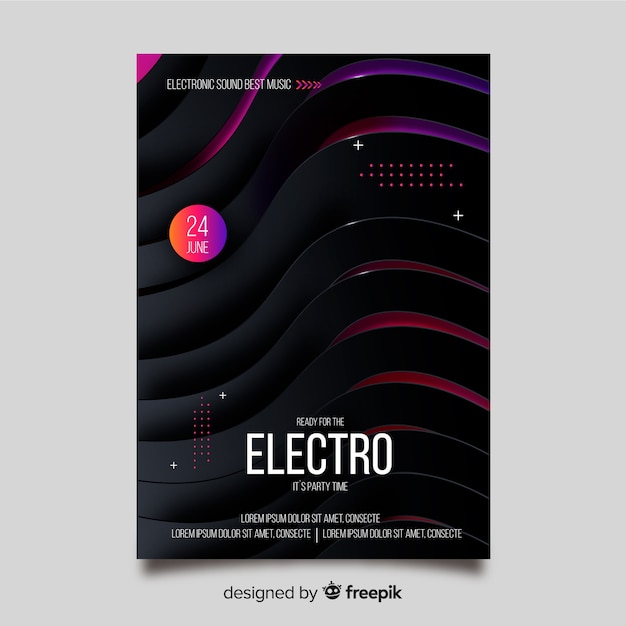 Gratis vector abstracte 3d effect elektronische muziek poster sjabloon