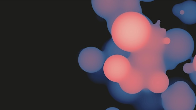 Abstracte 3d vloeibare metaball-vorm met violette ballen