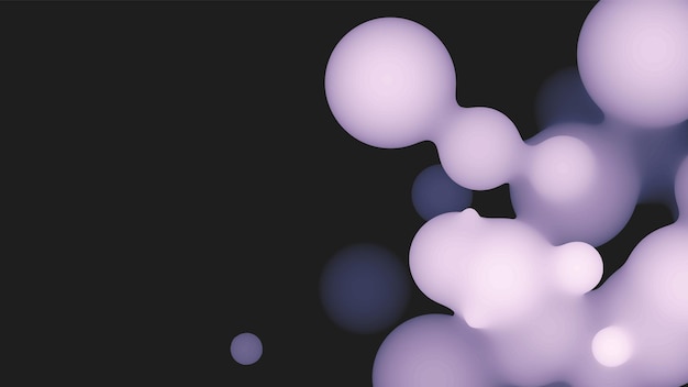 Abstracte 3d vloeibare metaballvorm met violette ballen.