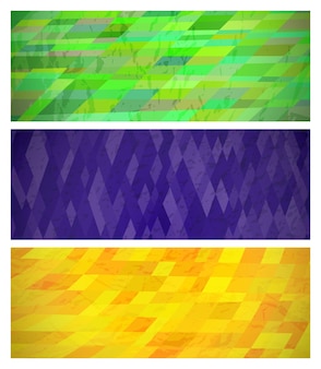 Abstracte achtergrond met kleurrijke rechthoeken. set van drie prachtige futuristische dynamische geometrische banner ontwerppatroon. vector illustratie
