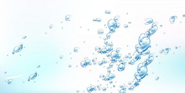 Abstracte achtergrond met luchtbellen op blauw water