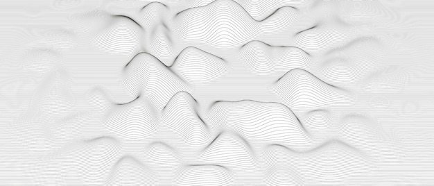 Abstracte achtergrond met vervormde lijnvormen op een witte achtergrond monochrome geluidslijngolven