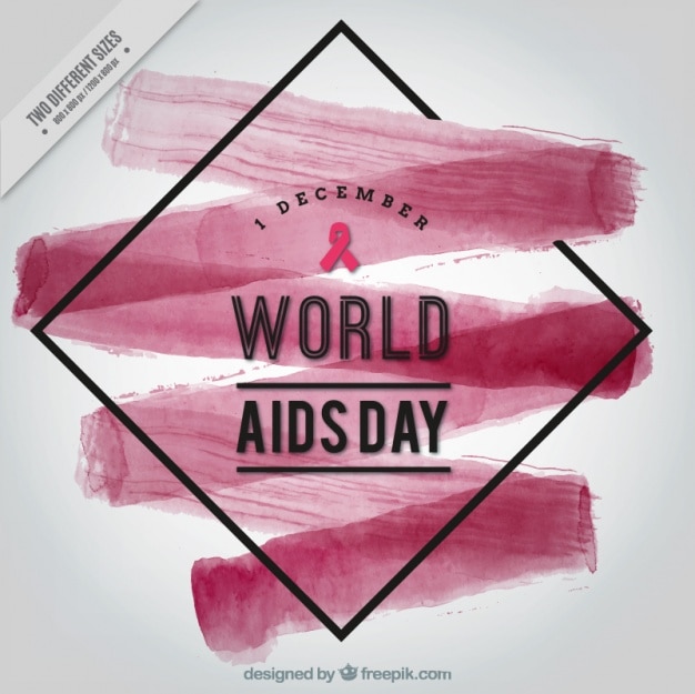 Abstracte achtergrond met waterverf penseelstreek van wereld aids dag
