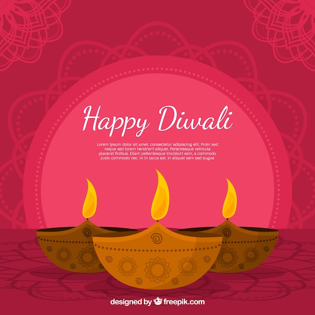 Gratis vector abstracte achtergrond van diwali met kaarsen