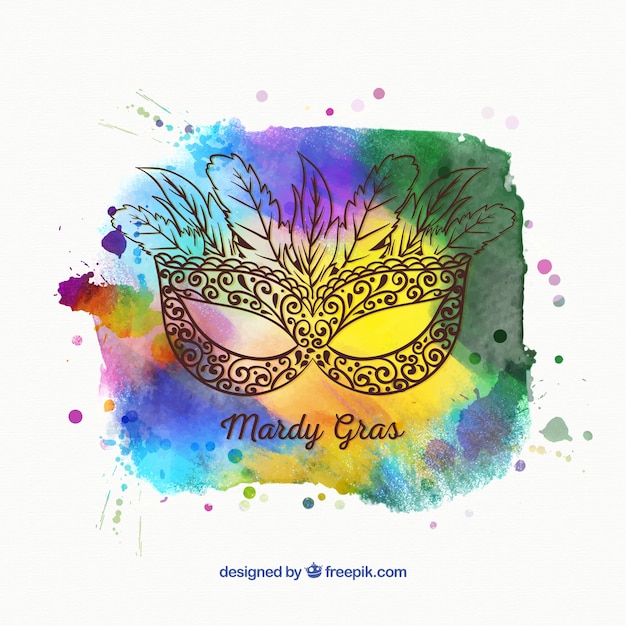 Gratis vector abstracte aquarel achtergrond met schets masker