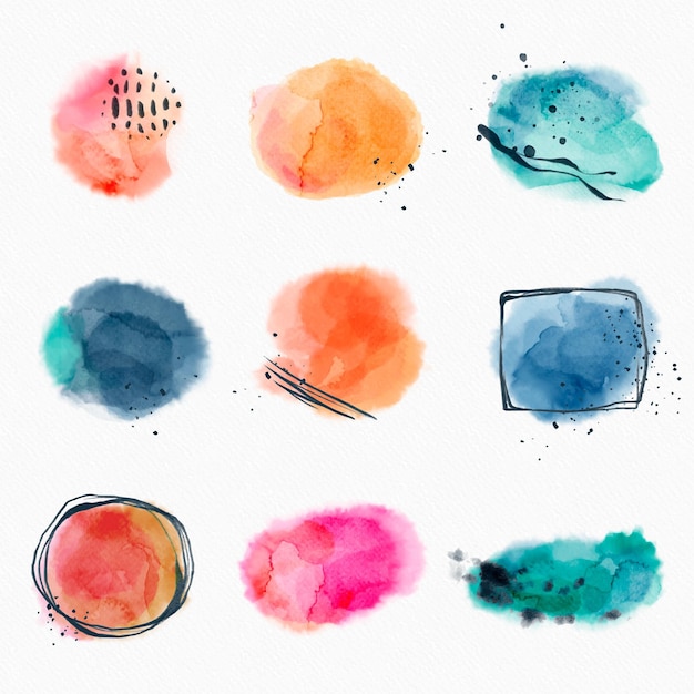 Gratis vector abstracte aquarelvlekken en -streken