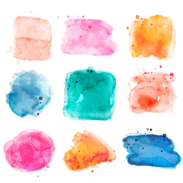 Gratis vector abstracte aquarelvlekken en -streken