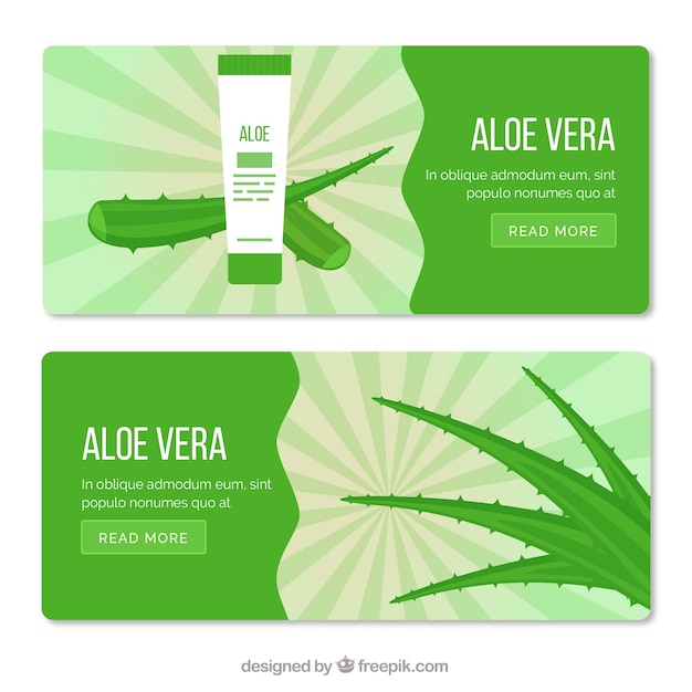 Gratis vector abstracte banners met aloë vera product