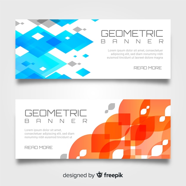 Abstracte banners met geometrische vormen