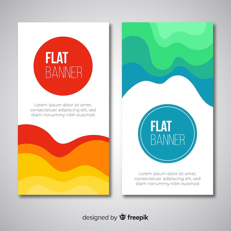 Gratis Vector abstracte banners met golvende vormen