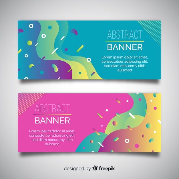 Abstracte banners met golvende vormen