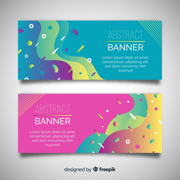 Abstracte banners met golvende vormen