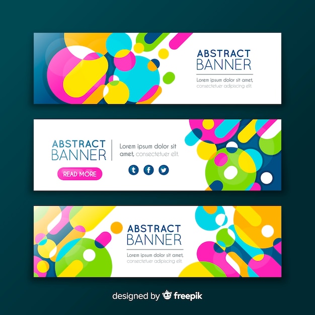 Gratis vector abstracte banners met kleurrijke geometrische vormen