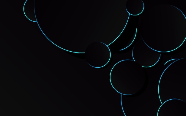 Gratis vector abstracte blauwe cirkel op zwarte achtergrondtechnologie
