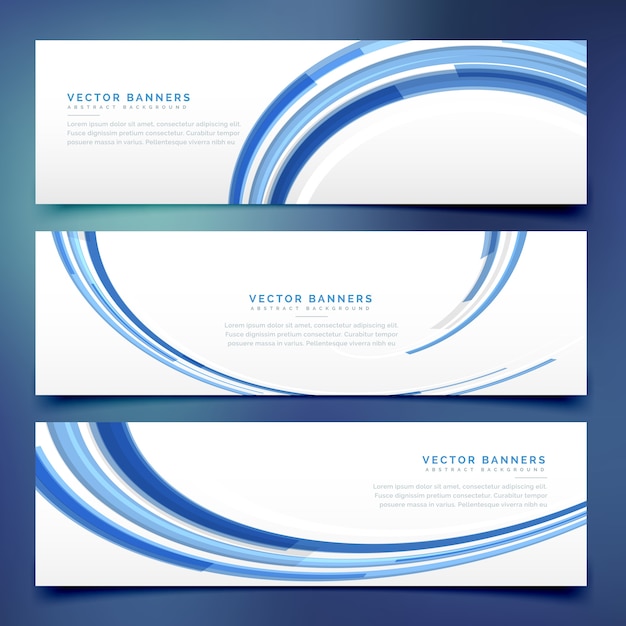 Abstracte blauwe golvende banners set