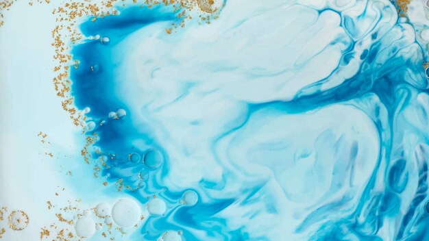 Abstracte blauwe waterverf met gouden glitterachtergrond