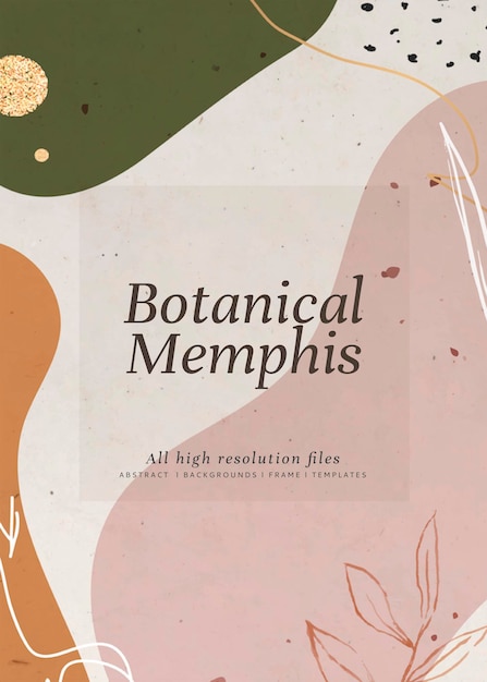 Abstracte botanische memphis uitnodigingskaart