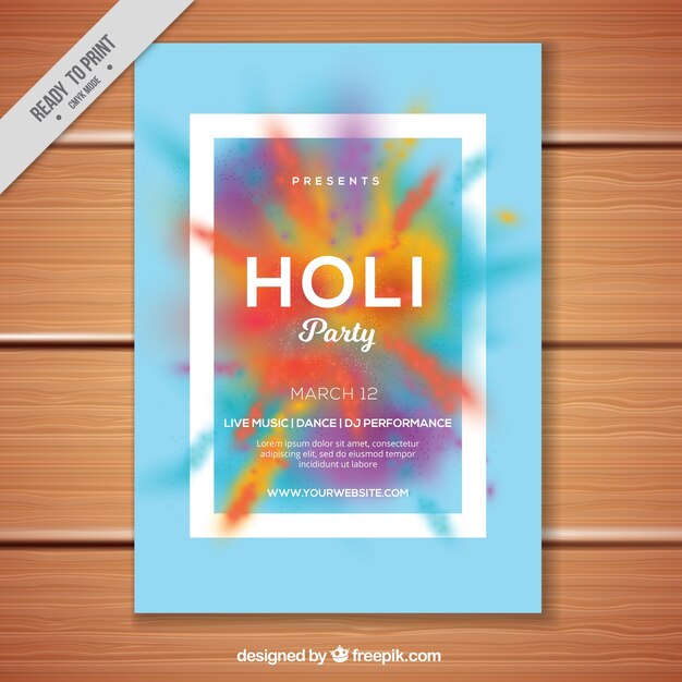 Abstracte brochure met holifestival verfvlekken