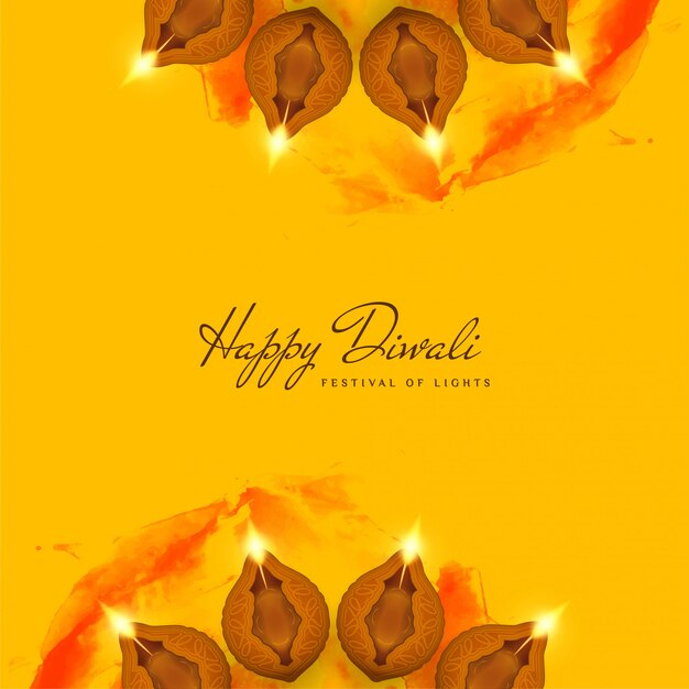Abstracte decoratieve Gelukkige Diwali gele achtergrond