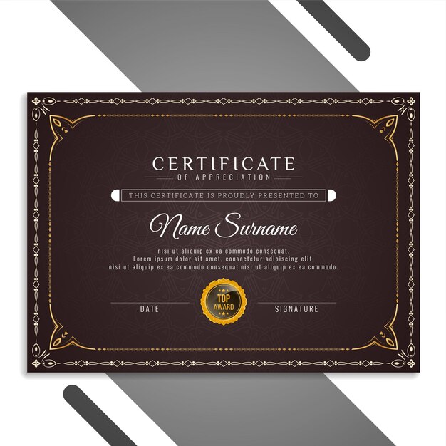 Abstracte elegante mooie certificaat ontwerp vector