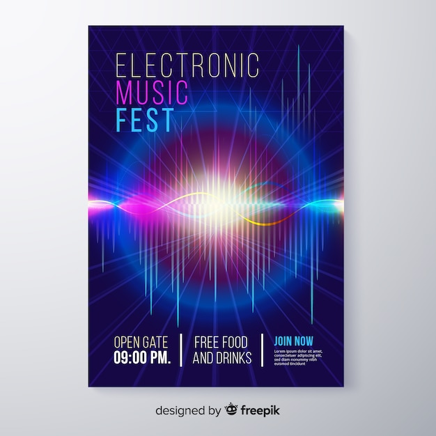 Abstracte elektronische muziek festival poster sjabloon