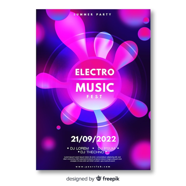 Gratis vector abstracte elektronische muziek poster sjabloon