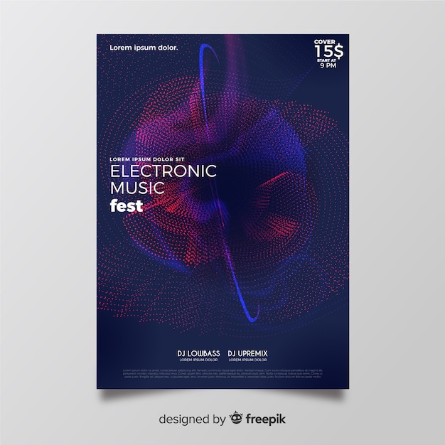 Gratis vector abstracte elektronische muziek poster sjabloon